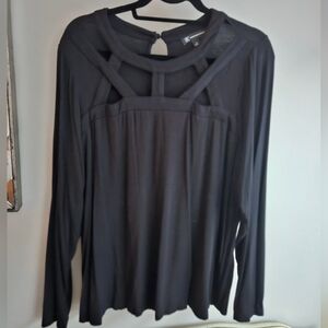 INC Elegant Black Women's Cut-Out Top - Size 1x